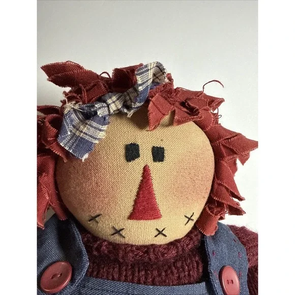 Vintage Country Rag Doll Handmade 26" Long Denim Dress Raggedy Ann Americana - Picture 3 of 4